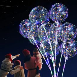 Autres fournitures de fête d'événement 5 / 10pcs Ballon Bobo lumineux Transparent LED Ballons lumineux Ballons clignotants à l'hélium pour la décoration de mariage d'anniversaire de fête 231017