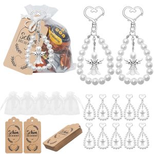 Autres fournitures de fête d'événement 50/20 ensembles de porte-clés d'ange mignons avec boîtes de faveur et cartes de remerciement baptême douche nuptiale mariage sexe révéler fête 231202