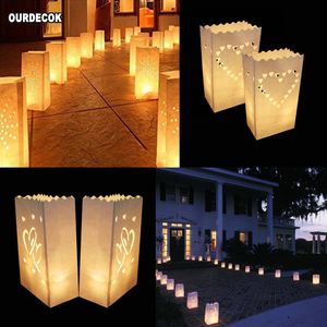 Andere evenementenfeestjes 50 pc's 25 cm Witboek Lantaarn Candle Bag voor LED Light Lampion Hart voor romantisch verjaardagsfeestje Wedding Event BBQ Decoratie 230515