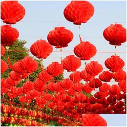 Autre événement Fourniture de fête 50 pièces 6 pouces Lantern de papier rouge chinois traditionnel pour la décoration annuelle suspendre le festival imperméable LAN DHJDM