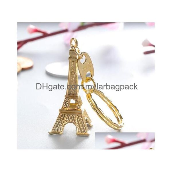 Otros suministros para fiestas de eventos 500 PCS / LOTE Moda Clásico Francés Francia Recuerdo París 3D Torre Eiffel Llavero Llavero Llavero Anillo Dr Dhsiq