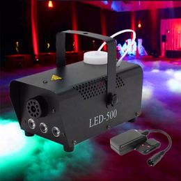 Otros suministros para fiestas de eventos Máquina de niebla de 500 W con luces LED RGB Disco DJ Show Efecto de escenario Fogger Eyector Control remoto inalámbrico Mist Smoke 230919