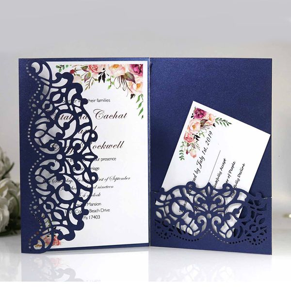 Otros suministros para fiestas de eventos 50 piezas Hueco Elegante Tarjeta de invitación de boda con corte láser Tarjeta de felicitación Personalizar negocios con tarjeta de RSVP Decoración de bodas para fiestas 221201