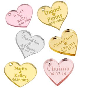 Autres fournitures de fête d'événement 50pcs étiquette cadeau personnalisée étiquettes de mariage étiquettes de miroir acrylique gravées breloques de gâteau étiquettes de miroir de baptême étiquette de chocolat fête prénatale 230802