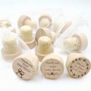 Autres fournitures de fête d'événement 50pcs bouchon de bouteille de vin personnalisé gravé au laser en bois bouteille de liège personnalisé faveurs de mariage fête de douche de bébé 230828