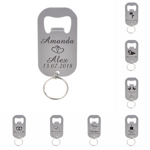 Autres Fournitures De Fête D'événement 50 Pcs Personnalisé Gravé En Acier Inoxydable Bière Ouvre-bouteilles Porte-clés Porte-clés Décor De Mariage Cadeau Faveur 230701