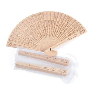 Autres fournitures de fête d'événement 50pcs personnalisé gravé bois pliant main ventilateur de mariage personnalité fans anniversaire personnalisé bébé décor cadeaux pour invité 221124