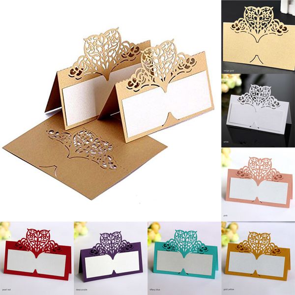 Autres fournitures de fête d'événement 50pcs Place Cartes Carte de siège Mariage Anniversaire Papillon Réception Table Décor Vintage Numéro Nom Laser Cut Heart 230901