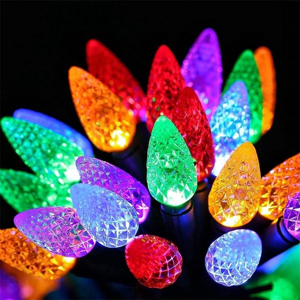 Autres fournitures de fête d'événement 52m 50 LED C6 à piles Guirlandes de fées de Noël pour intérieur extérieur arbre de Noël fête maison patio guirlande décoration 220908