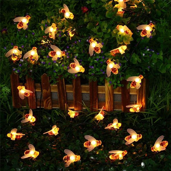 Otros suministros para fiestas de eventos 5M 50LED Lámpara Honey Bee Led String Fairy Light Outdoor Garden Valla Patio Garland Lights Decoración de pared Fiesta de cumpleaños Diy Decor 230821