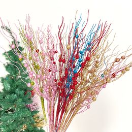 Otros suministros para fiestas de eventos 5 piezas 42 cm Decoración del árbol de Navidad Ramas de brillo Flores artificiales para el hogar Adornos de Navidad falsos Decoración del año 230406