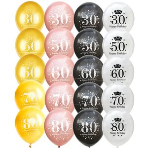 Autres fournitures de fête d'événement 5PC Joyeux anniversaire Décoration Gold Rose Noir 16 18 30 50 60 70 80 90 ans Ballon numérique Latex 231011