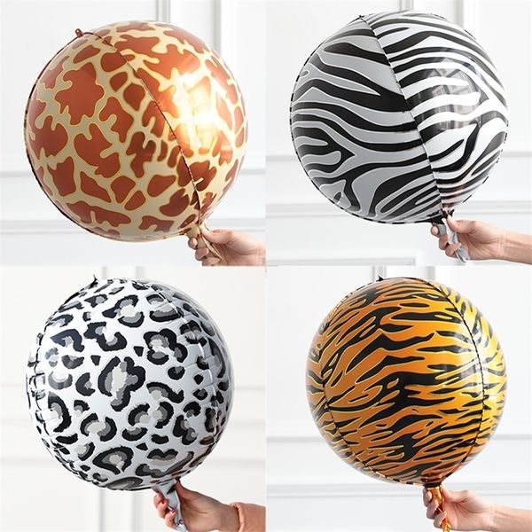 Autres fournitures de fête d'événement 5pcs 4D Jungle Animal Feuille Ballons Enfants Safari Décorations de fête Tigre Zèbre Léopard Hélium Globos Garçons Fête d'anniversaire Décors 220901