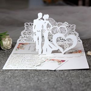 Andere evenementenfeestjes 5 stcs European Laser Cut Wedding Uitnodigingen Kaart 3d Trifold Diamond Ring Betrokkenheid Wenskaart Wedding Party Gunstvoorraden 221201