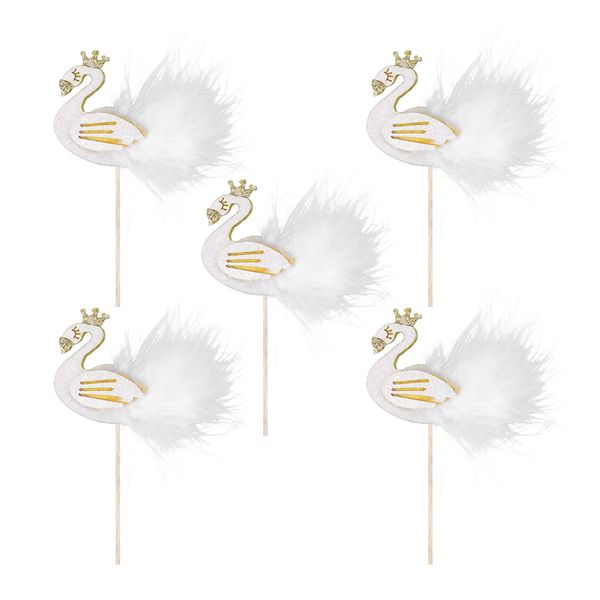 Autres fournitures de fête d'événement 5pcs gâteau d'aile à plumes Pick Swan Cupcake Topper décoratif belle décoration pour anniversaire A20 230825