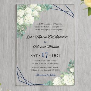 Andere evenementenfeestjes benodigdheden 5x7 inch duidelijke acryl bruiloft uitnodigingen personaliseren uv printen goudfolie xv verjaardag Quinceanera Craft Card IC151 230228