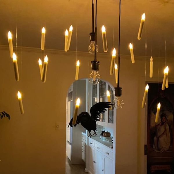 Autres fournitures de fête d'événement 6/12/30 pièces ensemble bougies LED flottantes lumière avec corde télécommande anniversaire mariage décoration fête Halloween décor LED bougie 230726