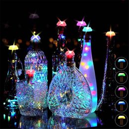 Autres fournitures de fête d'événement 6 pcs bouteille de vin solaire lumières de liège coloré LED fil de cuivre chaîne lumière maison jardin mariage décor extérieur 230901