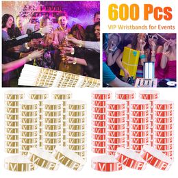 Autres fournitures de fête d'événement 600Pcs Bracelets VIP Bracelets adhésifs en papier léger GoldRed Bracelets personnalisés pour concerts Clubs Festivals 230821