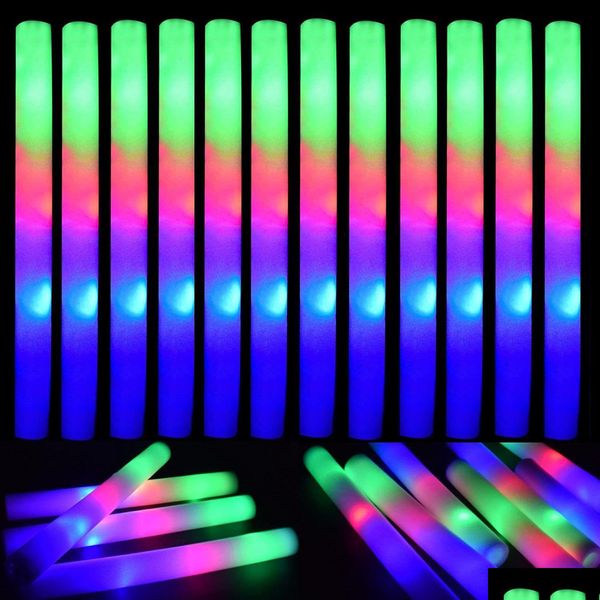 Otro evento Suministros para fiestas 60 unids LED Espuma Glow Sticks Flashing Batons Cheer Tube en la oscuridad Boda 3 modos Stick Toys Drop Deliv Dhqfd