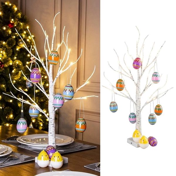 Autres Fournitures De Fête D'événement 62cm Bouleau Led Lumière Décorations De Pâques Pour La Maison Oeuf De Pâques Ornements Suspendus Arbre De Mariage Joyeuses Pâques Fête Enfants Cadeau 230404