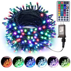 Overige feestartikelen voor evenementen 20 meter RGB-kleurveranderende kerstlichtslinger 200 LED-sprookjesslinger Plug-in aansluitbaar groene draad Twinkle Tree 231019