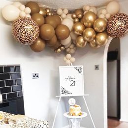 Andere evenementenfeestjes 66 stks koffie zand chroom gouden ballon set panter luipaard helium ballons baby shower verjaardagsdecoraties 230221