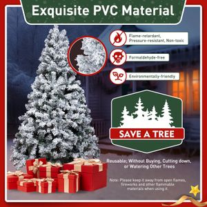 Overige feestartikelen voor evenementen 6FT Premium scharnierende kunstkerstboom met LED-warmwitte lichten Versterkte metalen voet 231027