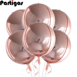 Otros suministros para fiestas de eventos 6 piezas 22 pulgadas Oro rosa Grandes globos 4D 360 grados Redondo Metálico Cumpleaños Baby Shower Decoraciones de boda 230608