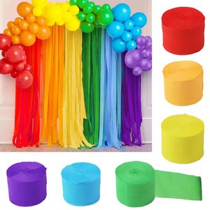 Overige evenementen feestartikelen 6 stuks regenboog feestachtergrond 4,5 cm x 25 m crêpepapierwimpels feestachtergrondgordijn voor babyshower verjaardagsfeestje decoraties 231005