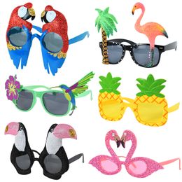 Andere evenementenfeestjes 6pcs/set Hawaiiaanse feestzonnebril Flamingo Tropical Luau Pool Beach Party Decoratie Leveringen Grappige bril Po Props Wedding 230812
