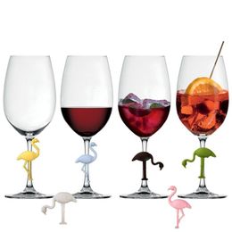 Andere evenementenfeestjes 6pcs Set Multolor Flamingo Shape Wine Glass Markers Drinking Cup Identifier Sign Mark Food Grade Silicone 230814