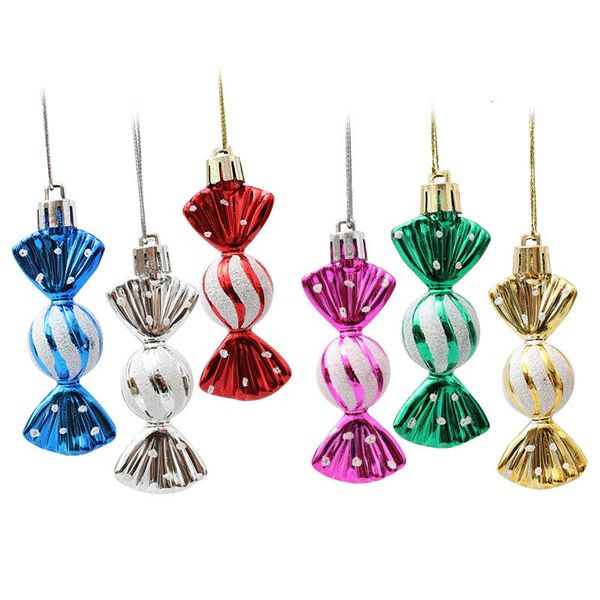 Autres fournitures de fête d'événement 6pcsbox Candy Béquille Icicle Arbre de Noël DIY Ornements Année Cadeaux de Noël Décoration de boule pour la maison Navidad 231202