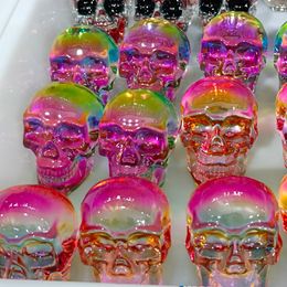 Autres fournitures de fête d'événement 7-8cm 1pc Crystals naturels Quartz Mineral Aura Color Skull Crystal sculpture décoration Home Decoration Halloween DIY ORNAMENT 230812