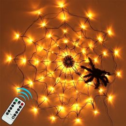 Autres fournitures de fête d'événement 70 LED étanche Halloween noir toile d'araignée avec télécommande pour maison cour jardin intérieur extérieur effrayant Halloween décor 220829