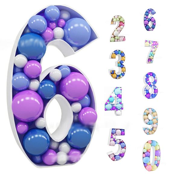 Autres fournitures de fête d'événement 73 / 93cm Big Number Frame Stand Ballon Remplissage Boîte DIY Baby Shower Anniversaire Décoration de mariage 230131