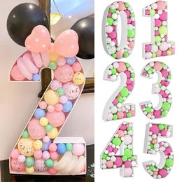 Andere evenementenfeestjes 73cm 93cm Big 0 9 Ballonvulling Box Nummer Kader Stand DIY Baby Shower 1e verjaardag Alfabet Mozaïek Verjaardag Bruiloft Decor 230221