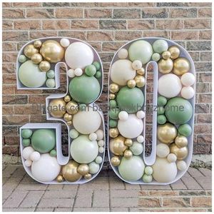 Otros suministros para fiestas de eventos 73 cm Números de marco de globo de mosaico digital 1 2 3 Caja llena DIY Niños Adt Cumpleaños Baby Shower Decoración Dro Dhiuf