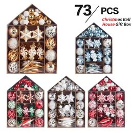 Autres fournitures de fête d'événement 73pcs boule de décoration de Noël ensemble 6cm / 3cm boule d'arbre de Noël décoration multicolore pour la fête de Noël à la maison 231027