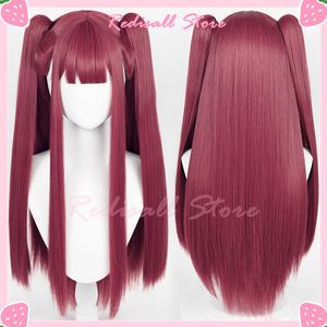 Andere evenementenfeestjes 75 cm Long Marin Kitagawa Cosplay Pruik mijn verkleed lieveling Rizu Kyun Dark Red Hair rechte staartjes volwassen vrouwen