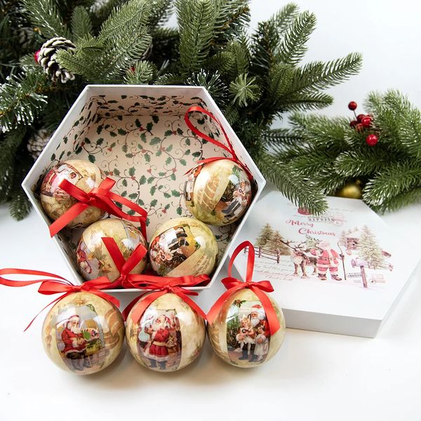 Autres fournitures de fête d'événement 7pcs 8cm boules d'arbre de Noël pendentif ornements suspendus boule décorations en plastique maison vacances Navidad année décor cadeau 231110