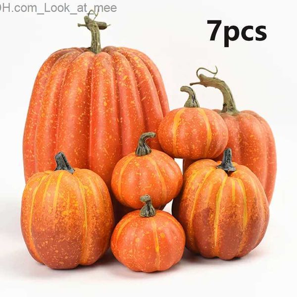 Autres fournitures de fête d'événement 7pcs citrouille artificielle Halloween décoration Thanksgiving récolte festival automne bricolage artisanat accessoires de maison Q231010