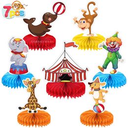 Overige Evenement Feestartikelen 7 stks Carnaval Circus Honingraat Middelpunt Pretpark Honingraat Bal DIY Kinderen Verjaardagsfeestje Tafel Ornament Booth Props 230609