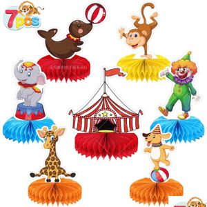 Autre événement Fourniture de fête 7pcs Carnaval Circus Honeycomb Centre maître d'amusement Park Ball Diy Kids Birthday Table Ornement Booth P DHXXE