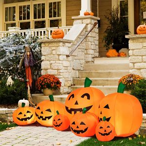 Autres fournitures de fête d'événement 7pcs citrouille gonflable de décoration d'Halloween avec lumières LED intégrées en plein air 230821