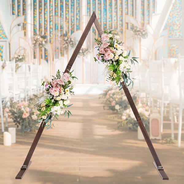 Outros artigos para festas de eventos 7 x 8 pés Triângulo vintage arco de casamento de madeira pano de fundo moldura de flor estande decoração de fundo exibição 230620