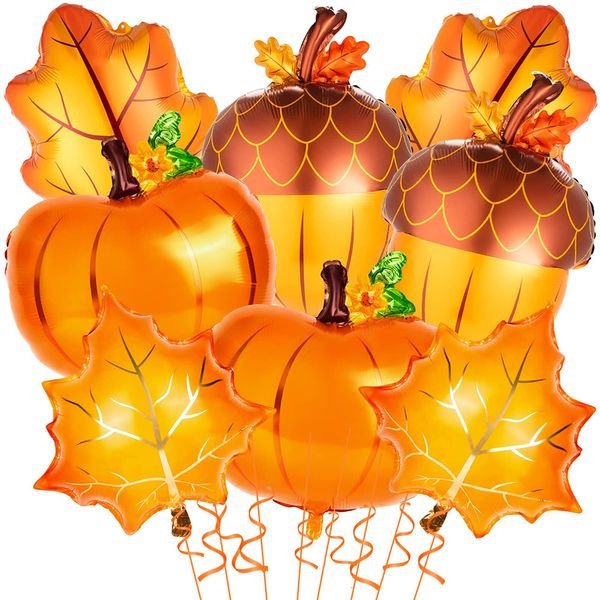 Otros suministros para fiestas de eventos 8 PCS Happy Fall Globo Calabaza Hojas de arce grandes Globos de bellota Mylar Foil Acción de gracias Decoraciones para el festival en casa 230923