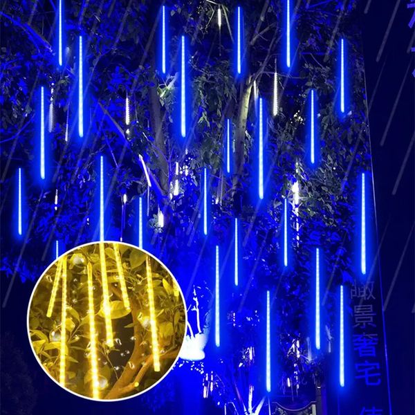 Autres fournitures de fête d'événement 8 tubes Meteor Shower Rain LED String Lights Fairy Garlands Arbre de Noël Année extérieure Jardin Street Rideau Light 231019