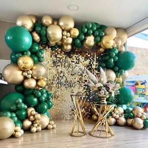 Andere evenementenfeestjes 88 -stks/set Dark Green Metallic Gold Latex Balloon Garland Kit 4d Round Foil Ball Wedding Verjaardag Kerstjaar Decor Supli 230523