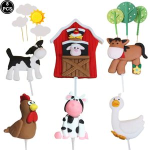 Autres fournitures de fête d'événement 8pcs décorations de gâteau d'animaux décorations animaux de ferme berger chien oie cheval cochon décoration de gâteau de basse-cour enfants cadeaux de fête d'anniversaire 231127